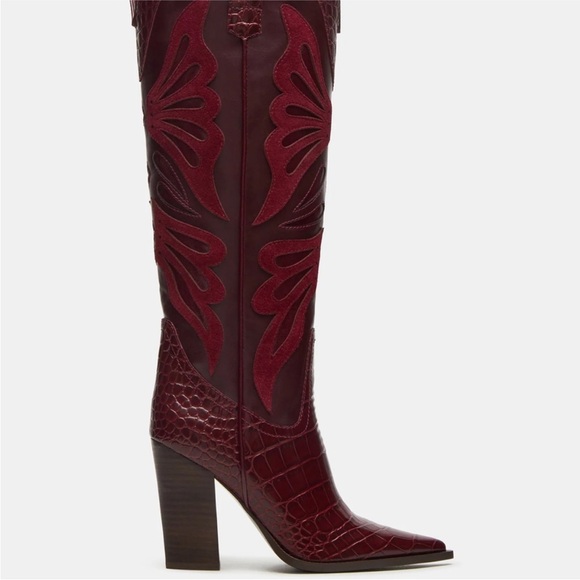 Steve Madden Kaz Burgundy Heeled Boots - Picture 2 of 5